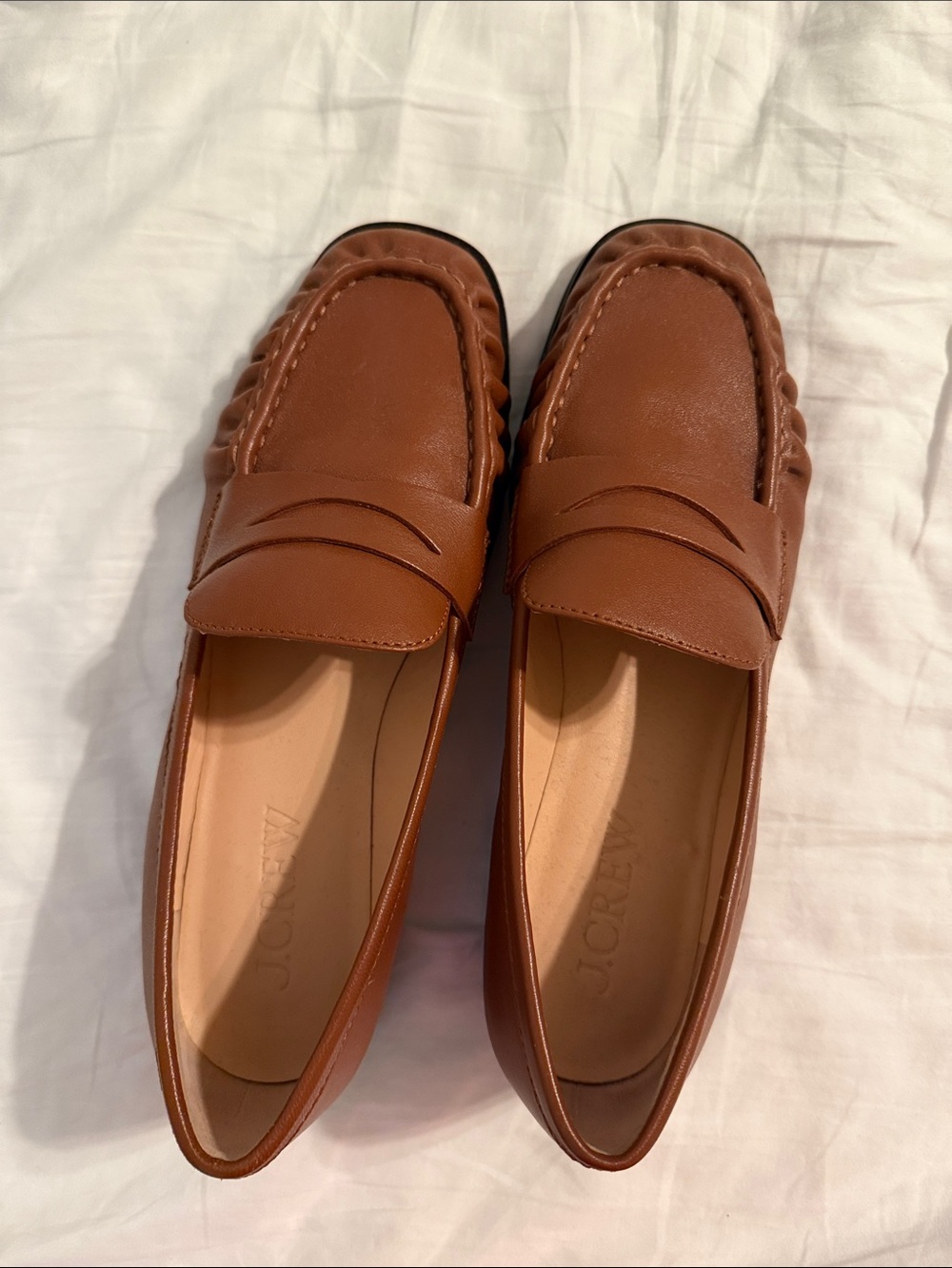 Jcrew ruched leather loafer